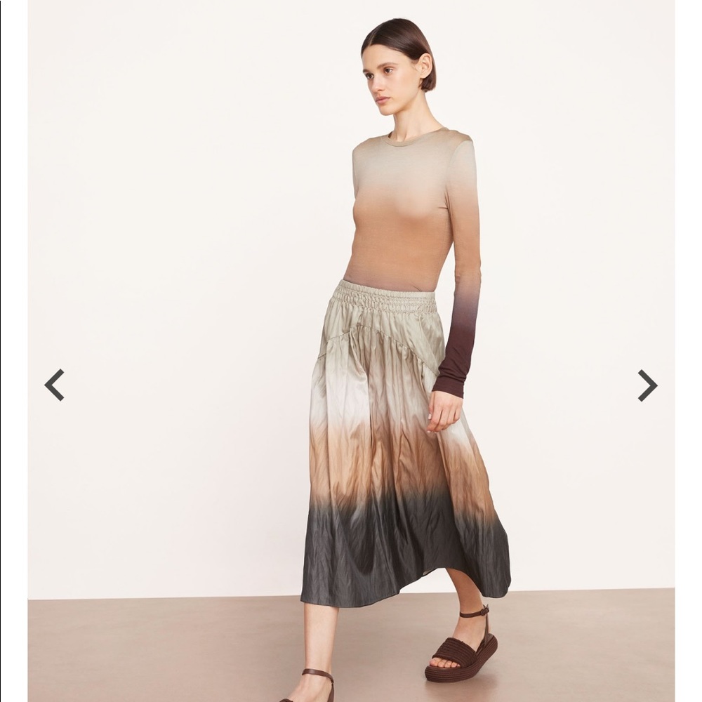 Vince Dip-Dye Ombré Italian Cotton-Blend Tiered Skirt